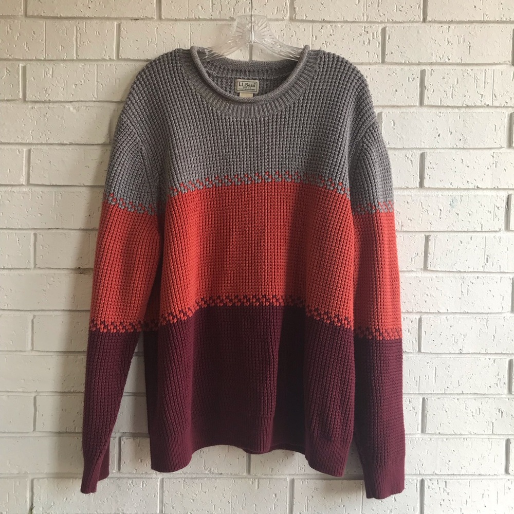 L.L. Bean Colorblock Sweater 100% Organic Cotton Men’s Size XXXL Regular